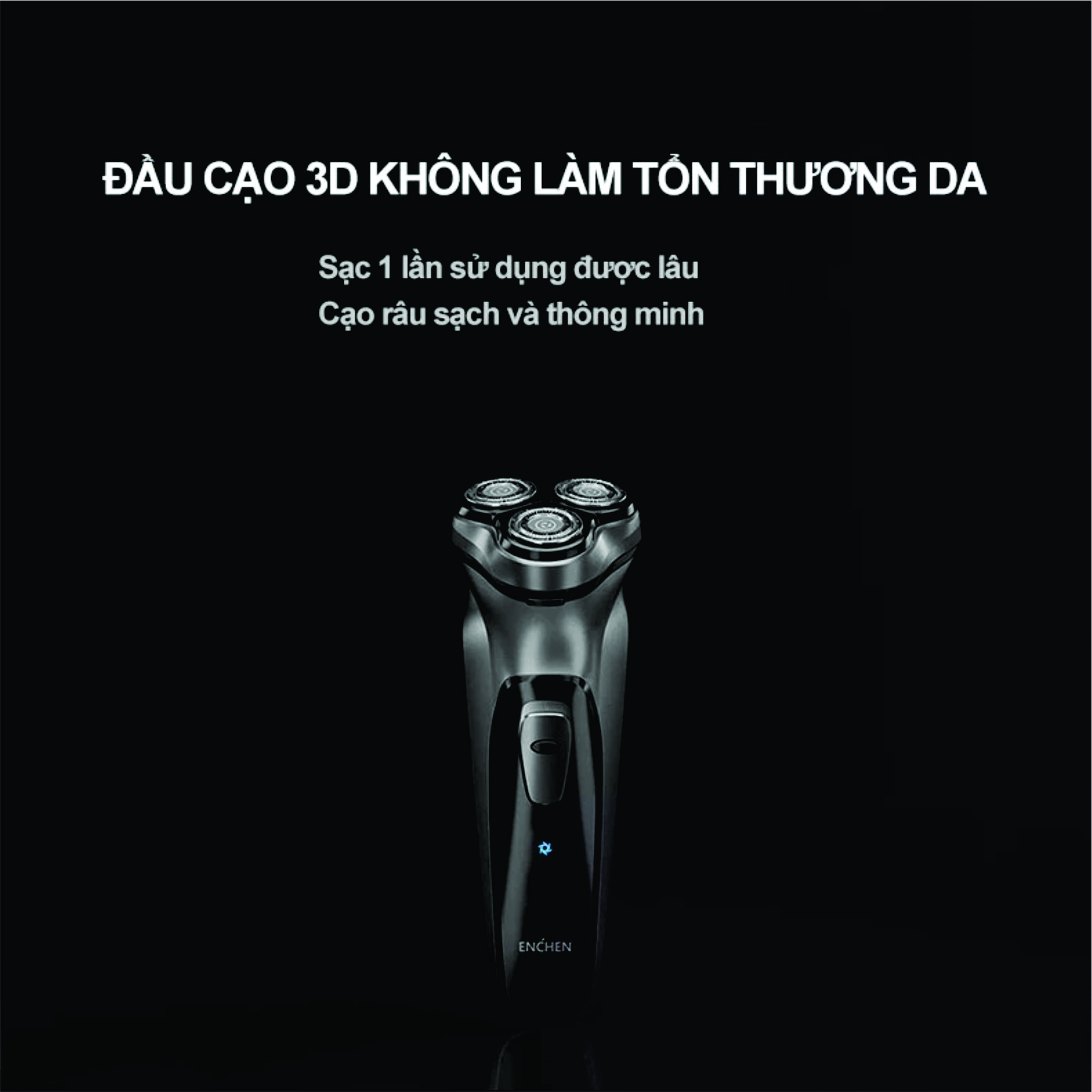 Máy cạo râu Enchen BlackStone , lưỡi cạo nổi 3D ôm mặt, Pin sạc siêu bền