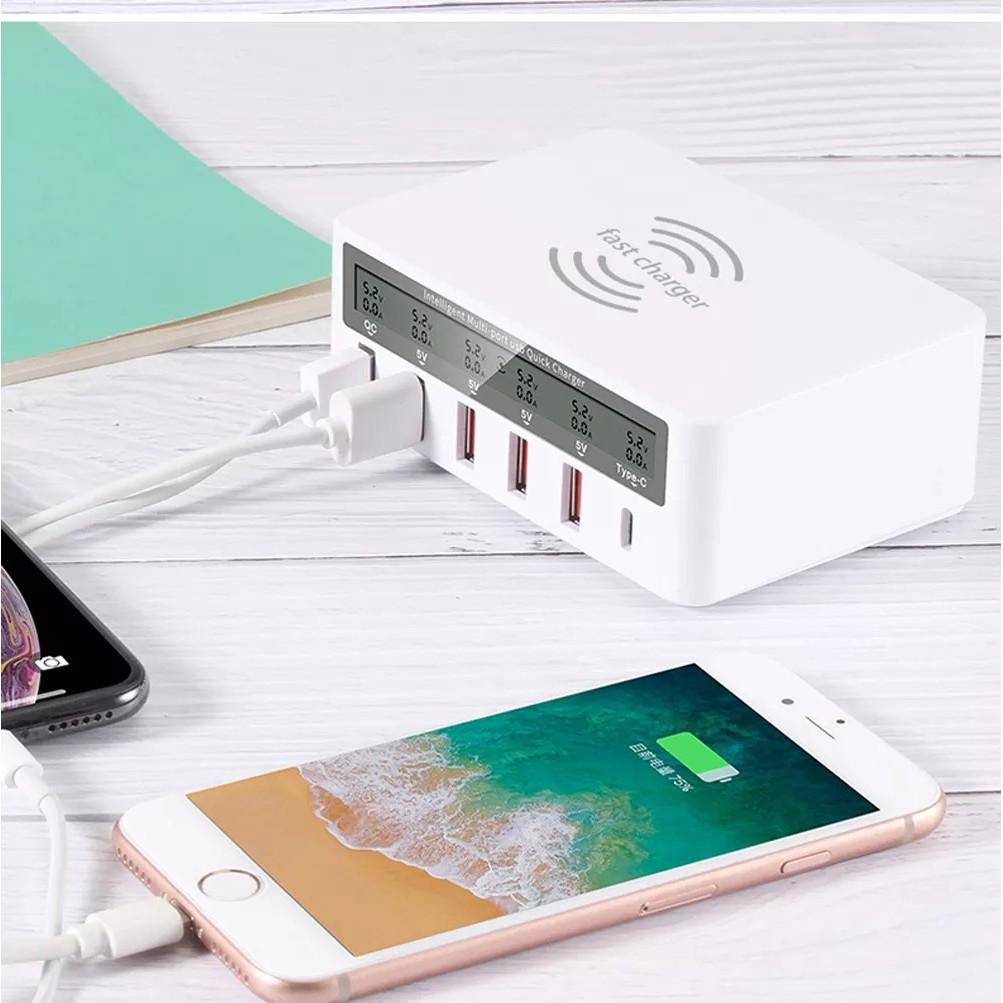 Sạc báo dòng 818F hỗ trợ sạc không dây có cổng sạc nhanh QC3.0