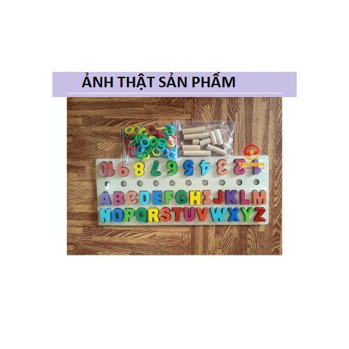 Bộ Giáo Cụ Montessori Bảng Cột Tính Học Đếm Số Và Ghép Chữ Cái Tiếng Anh In Hoa Nổi Bằng Gỗ - Hàng Loại 1