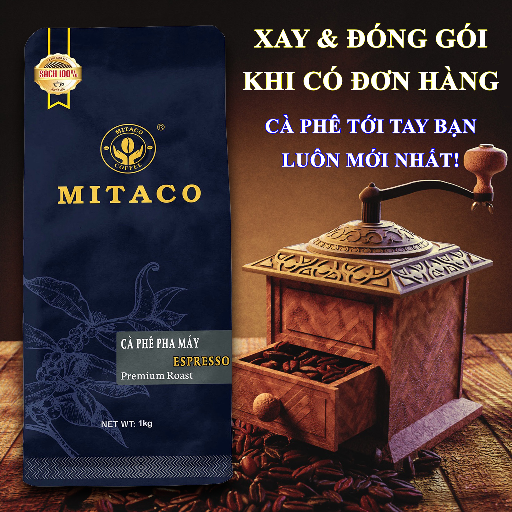 Cà Phê Pha Máy (ESPRESSO) MITACO COFFEE (Gói 1kg)