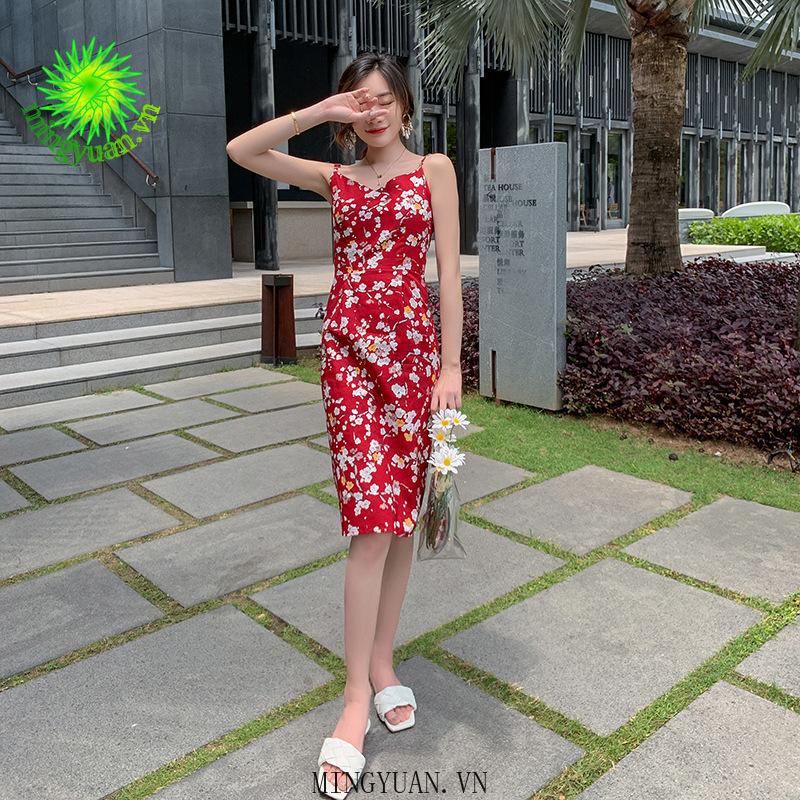 Đầm Voan Cổ Tim In Họa Tiết Hoa Thanh Lịch Dành Cho Nữ