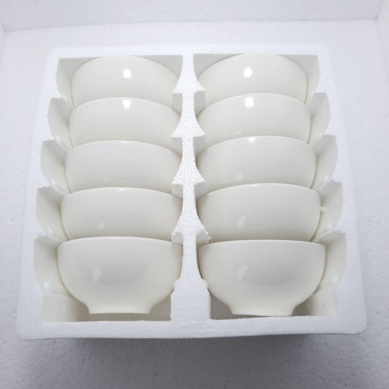 Bộ 10 chén cơm sứ trắng không hiệu 11.5cm,Combo 10 chén cơm sứ trắng