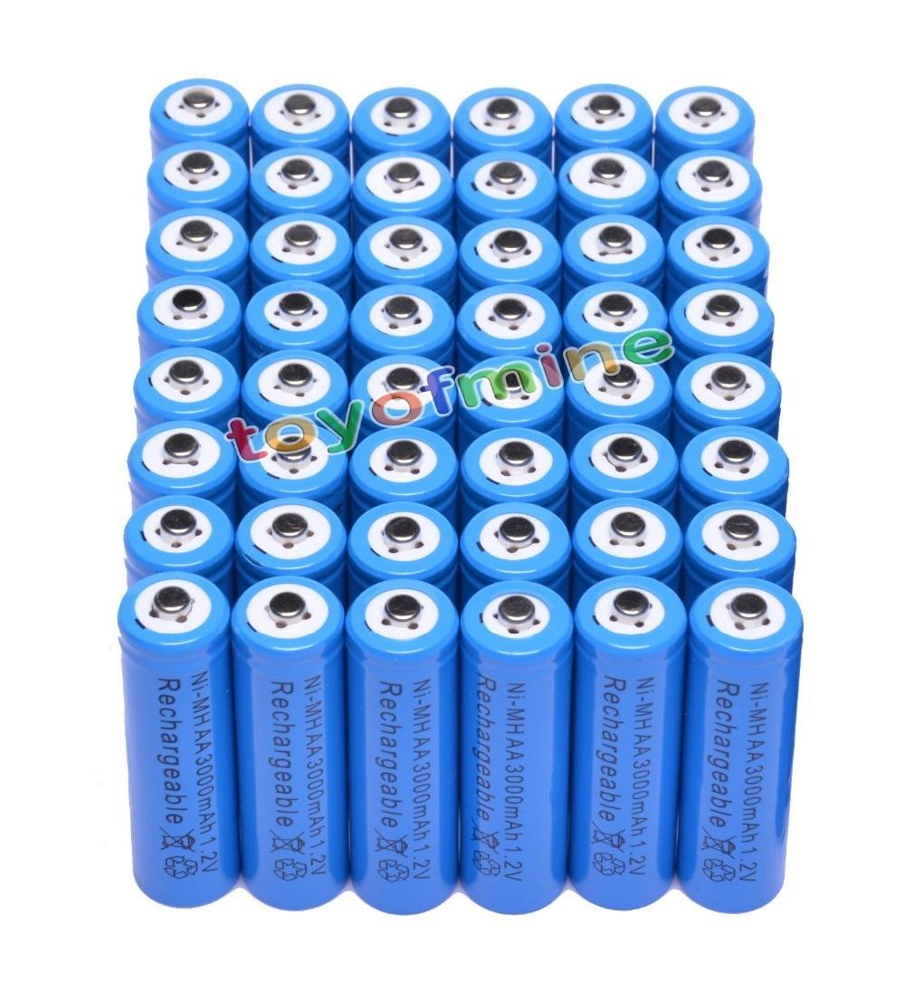 4/10/20/30/48pcs Pin sạc AA 3000mAh Ni-MH 2A LR6 Blue Màu sắc: 4pcs