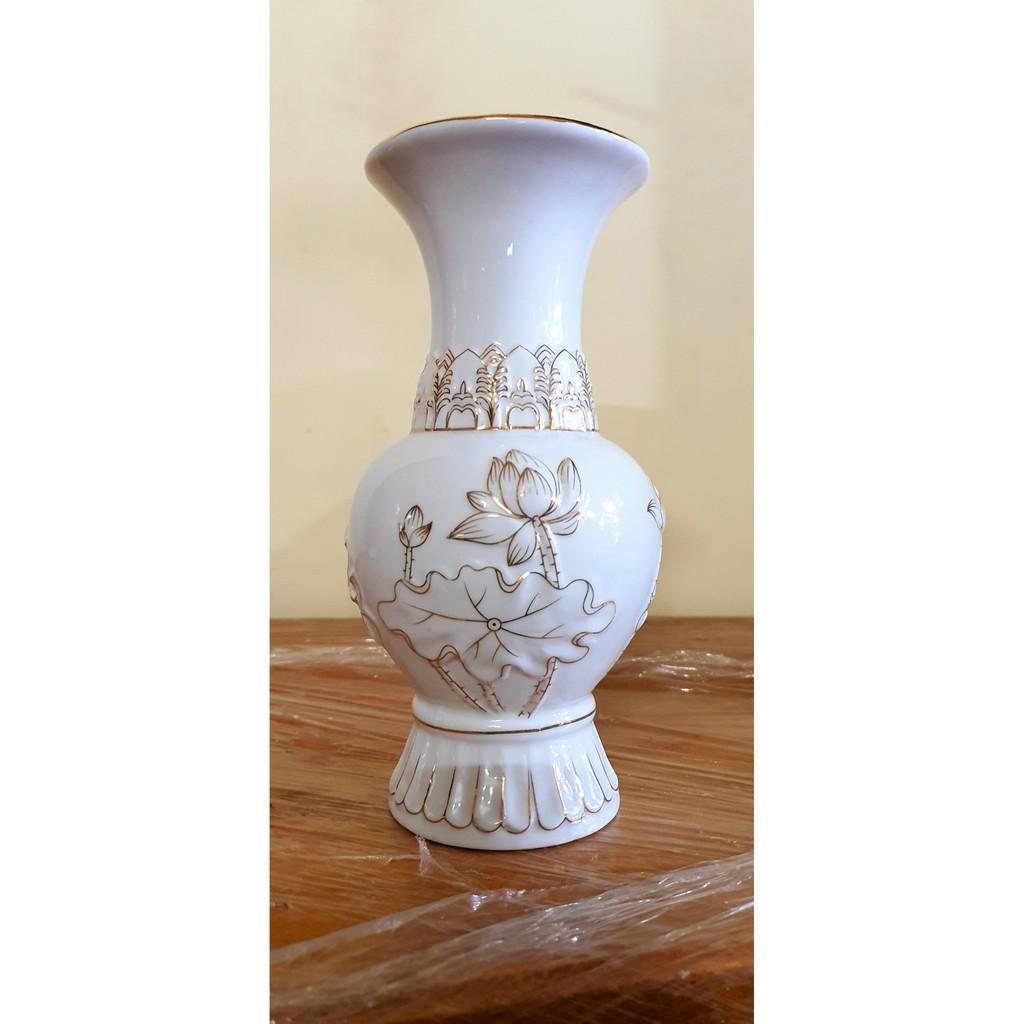 Bình bông bạch ngọc cao cấp cao 20 cm