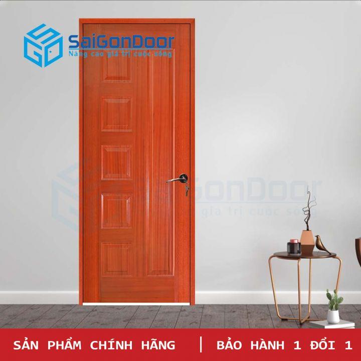Cửa Gỗ Nhà Tắm SGD HDF Veneer 6B-Xoan Dao (Bao Gồm: Khung, Cánh, Nẹp) - SAIGONDOOR