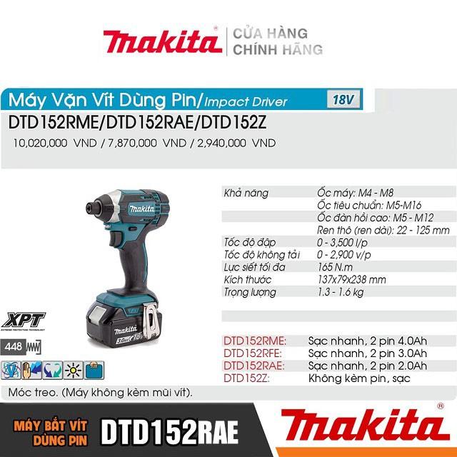 Máy vặn vít dùng pin Makita DTD152RME