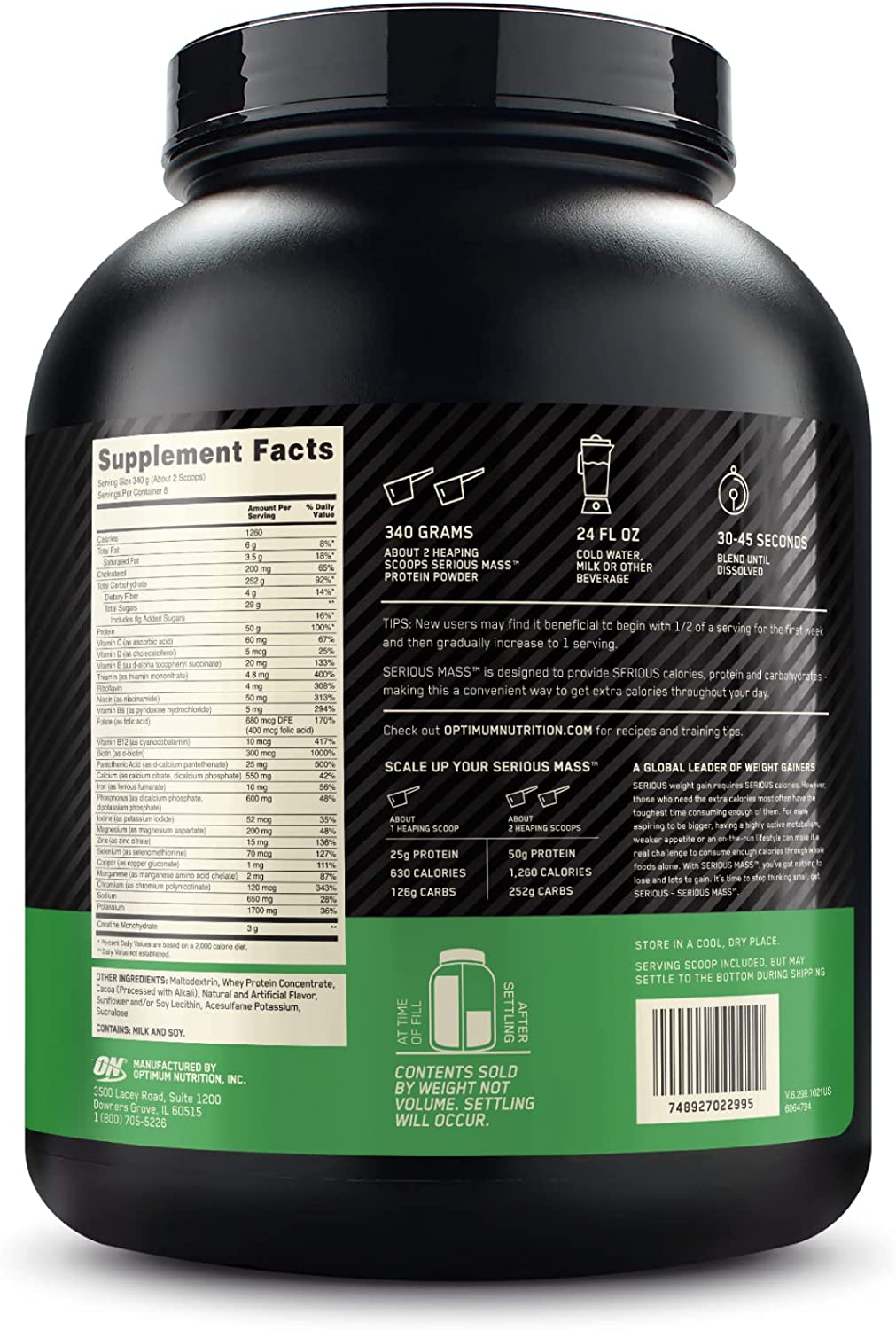 Thực phẩm bổ sung Optimum Nutrition Serious Mass 6lb