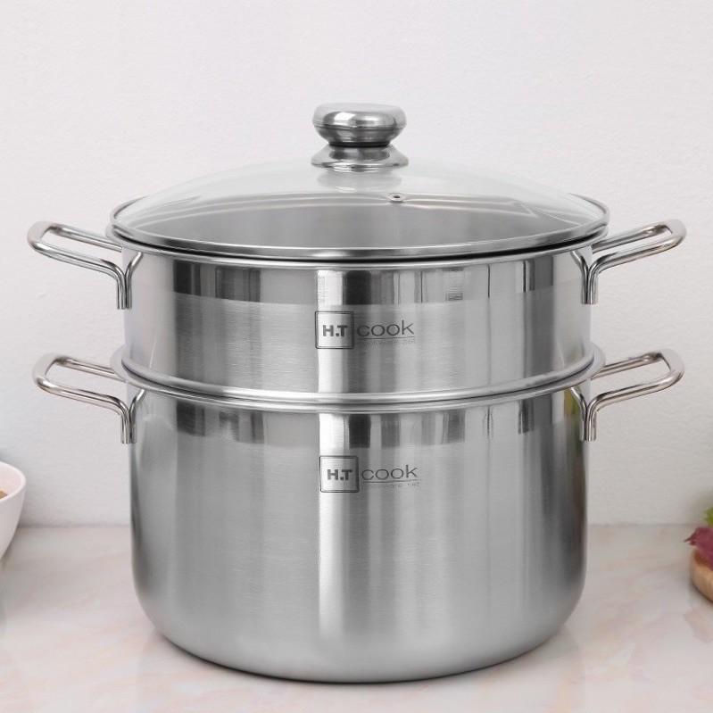 Bộ Nồi Xửng Hấp 2 Tầng 28cm Cao Cấp , Chất Liệu INOX 430, Dày Dặn , An Toàn