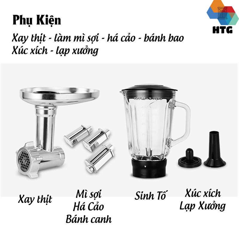 Máy trộn bột, đánh trứng nhà bếp Sohef SC212C phiên bản 9 trong 1, dung tích 7 lít, làm bếp đa năng, hàng chính hãng