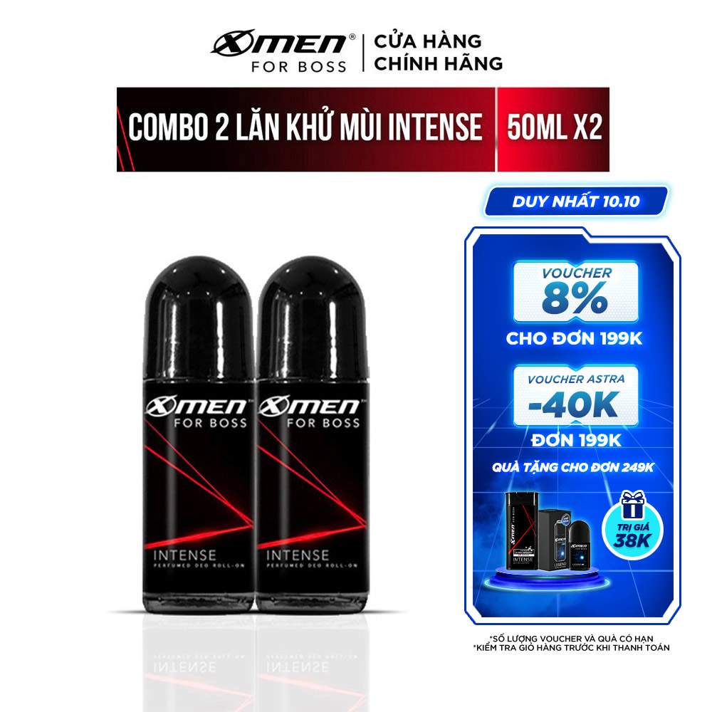 Combo 2 Lăn khử mùi Xmen for boss Hương Trầm Nội Lực Intense 50ml/chai