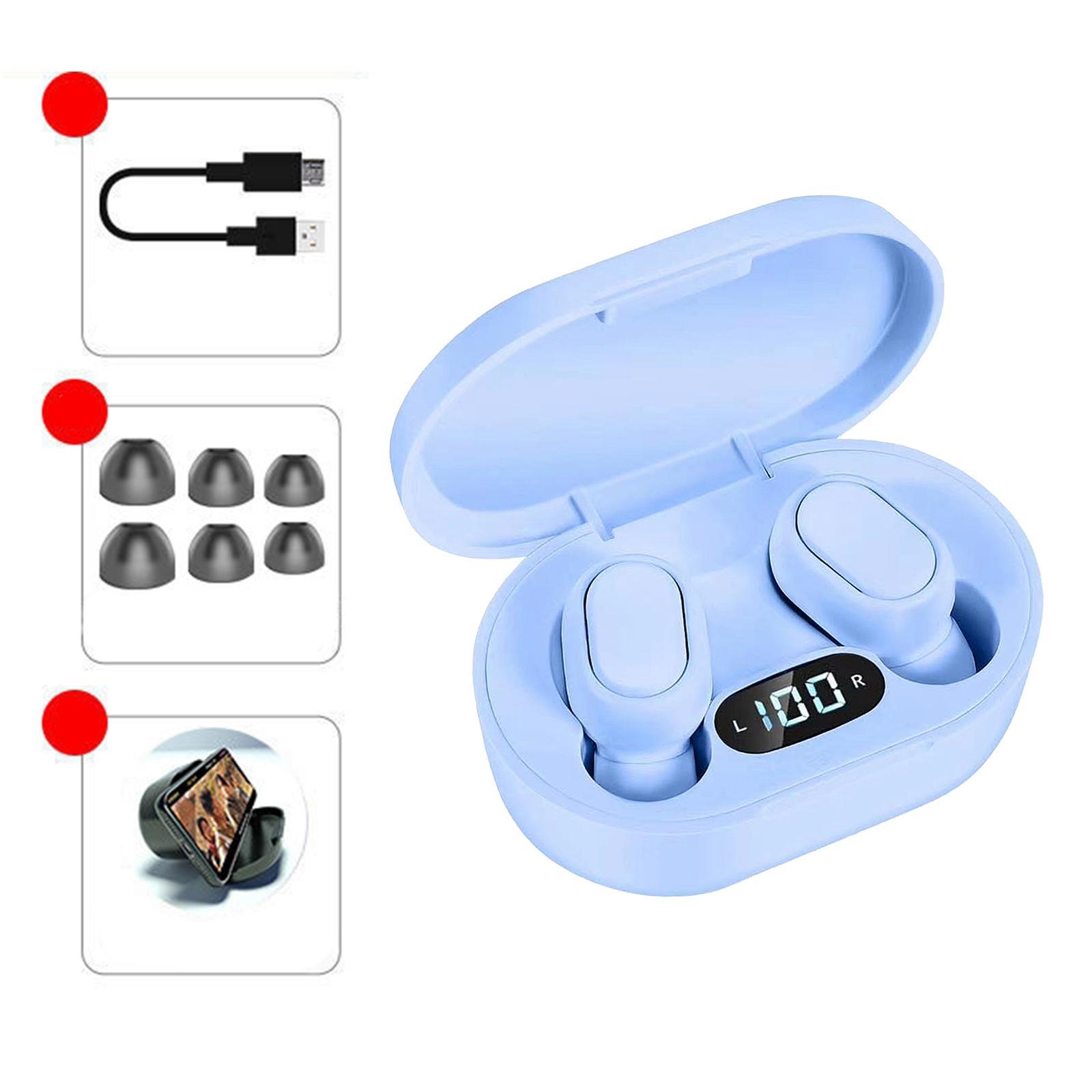 2Pcs Wireless Earbuds Headphones Black+White Stereo LED Display Headset for Car Driving