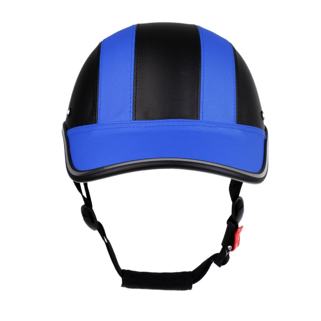 2Pcs PU Leather Baseball Cap Style Motorcycle Riding Bike Helmet Anti-UV Safe Hat Visor