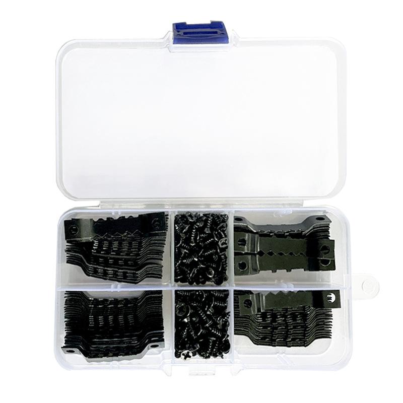 100 mảnh hình ảnh Kích thước móc Sawtooth với 200 ốc vít kép lỗ hình ảnh móc treo ổn định móc treo cho khung hình ảnh khung hình vẽ tranh và thủ công mỹ nghệ