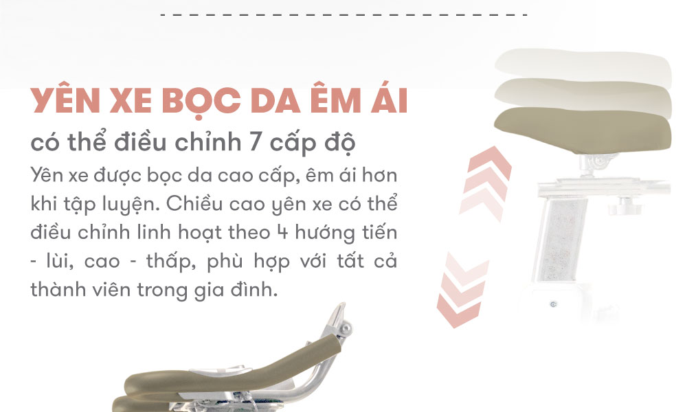 Xe Đạp Tập Thể Dục ELIP Pasteur chính hãng, kháng lực từ, truyền động dây curoa bền bỉ