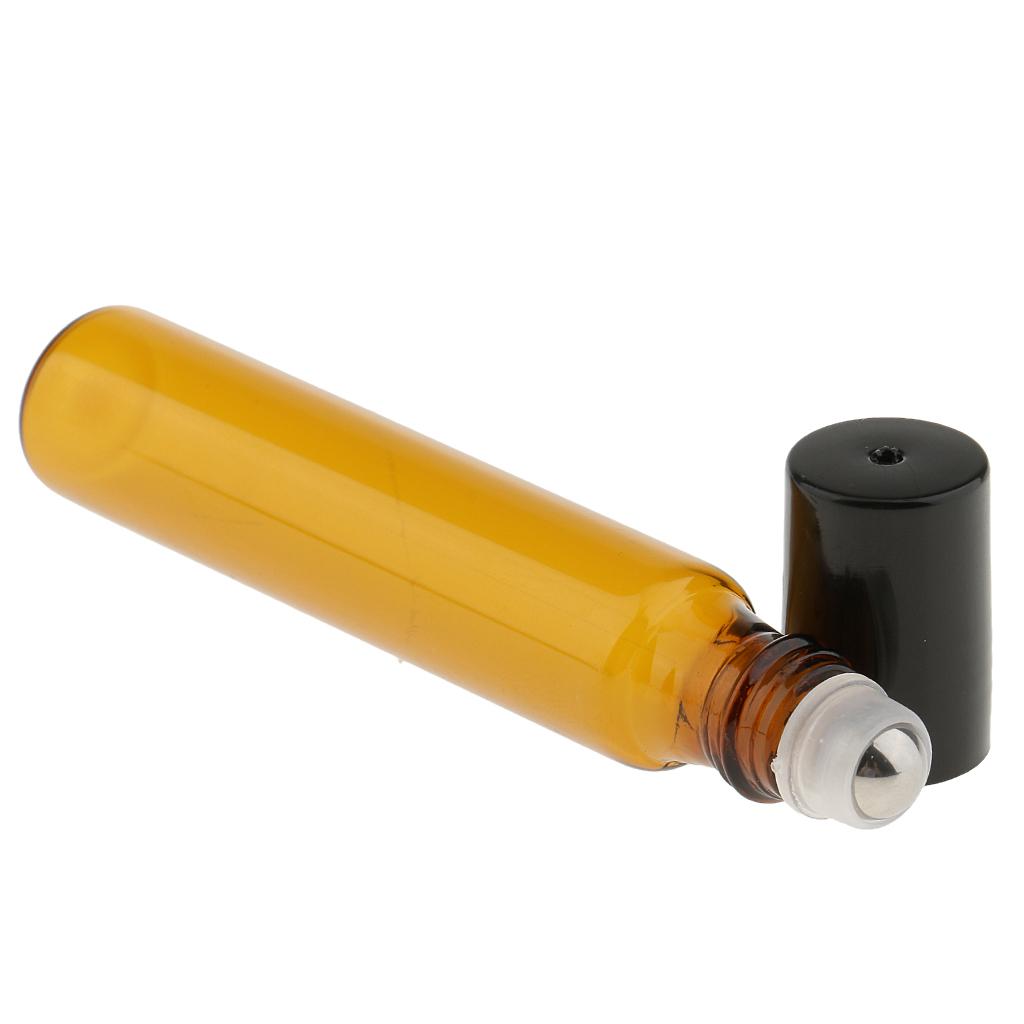 Lot of 6 Pieces 10ml Empty Glass Bottles for Travel Essential Oils Perfume Light Brown