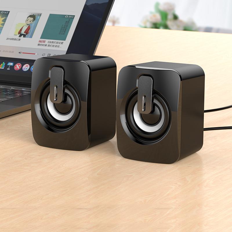 Loa Máy Tính Hộp Âm Thanh Máy Tính HIFI Micro Stereo Có Dây USB 2 Inch Loa Có Đèn LED Cho Âm Thanh Máy Tính Để Bàn Color: White