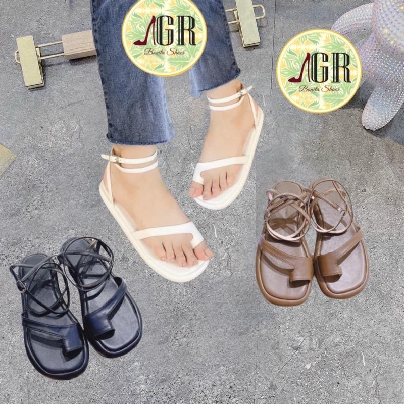 Sandal xuồng xỏ da mềm 2 vòng chân cao 2 cm