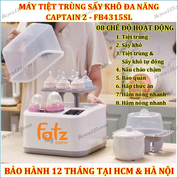 MÁY TIỆT TRÙNG SẤY KHÔ NẤU CHÁO THÔNG MINH TÍCH HỢP MÁY HÂM SỮA - CAPTAIN 2 - FB4315SL