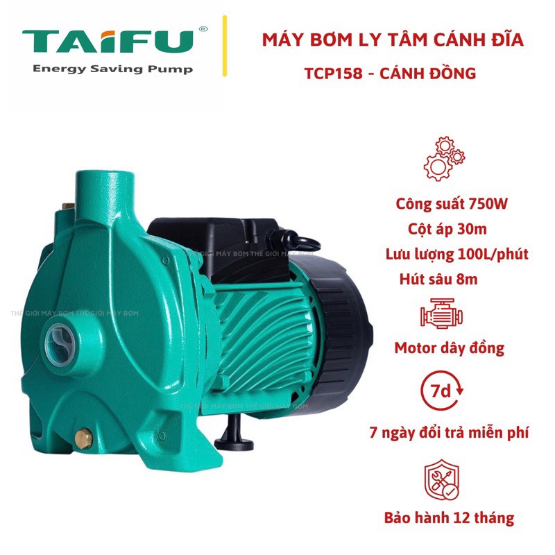 Máy bơm ly tâm, bơm đĩa 750W (1HP) Cánh Đồng TAIFU TCP158 - Bảo hành 1 năm ( Cam kết hàng chính hãng )