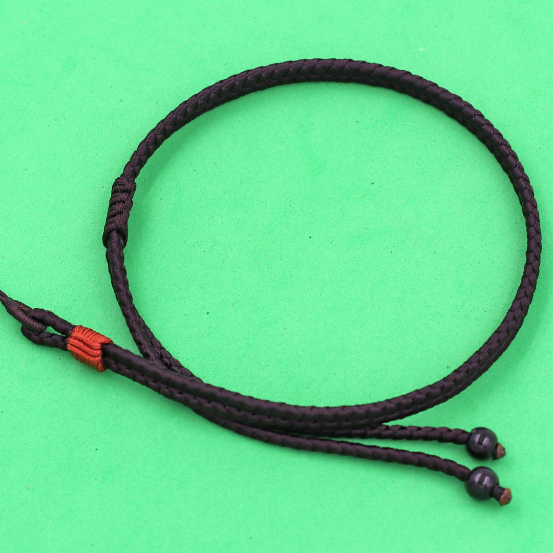 Mặt Phật Phổ hiền đá obsidian  5 cm kèm vòng cổ dây dù nâu - mặt dây chuyền size lớn - size L, Mặt Phật bản mệnh