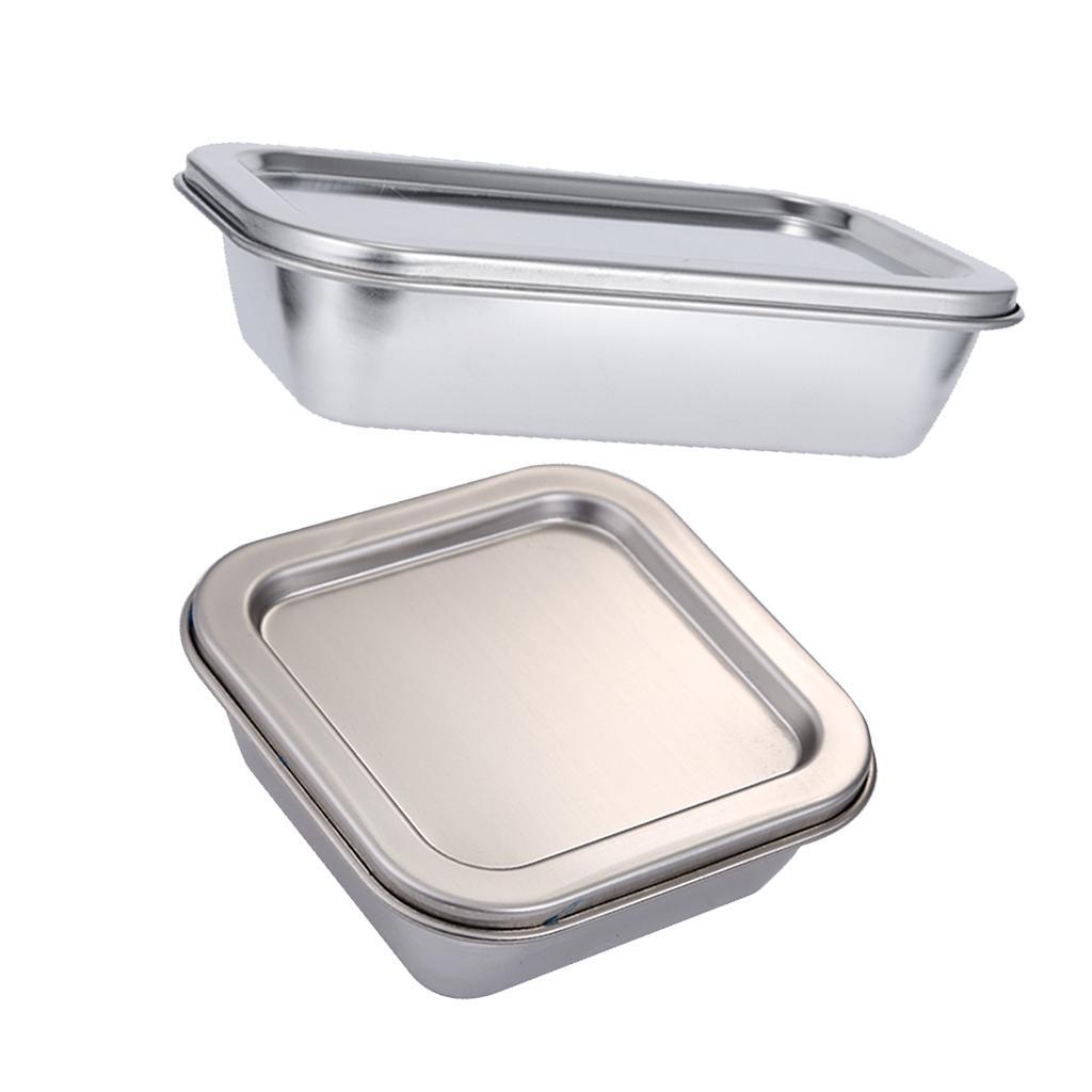 3X Stainless Steel Kitchen Food Crisper Containers Fresh Storage Box Rectangle