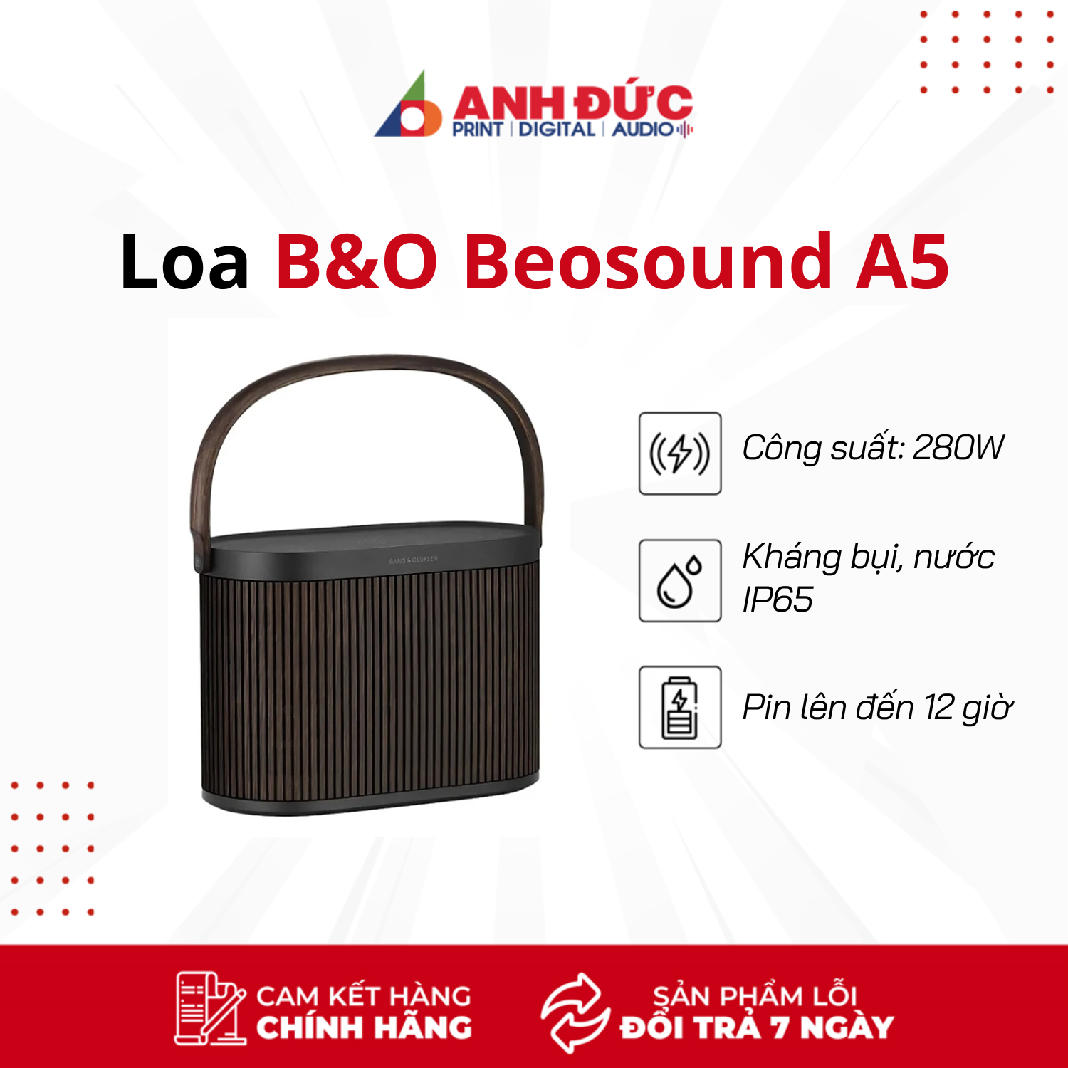 B&amp;O Beosound A5 - Loa Di Động Công Suất Lớn 280W Âm Thanh 360 Độ Cao Cấp - Hàng Chính Hãng