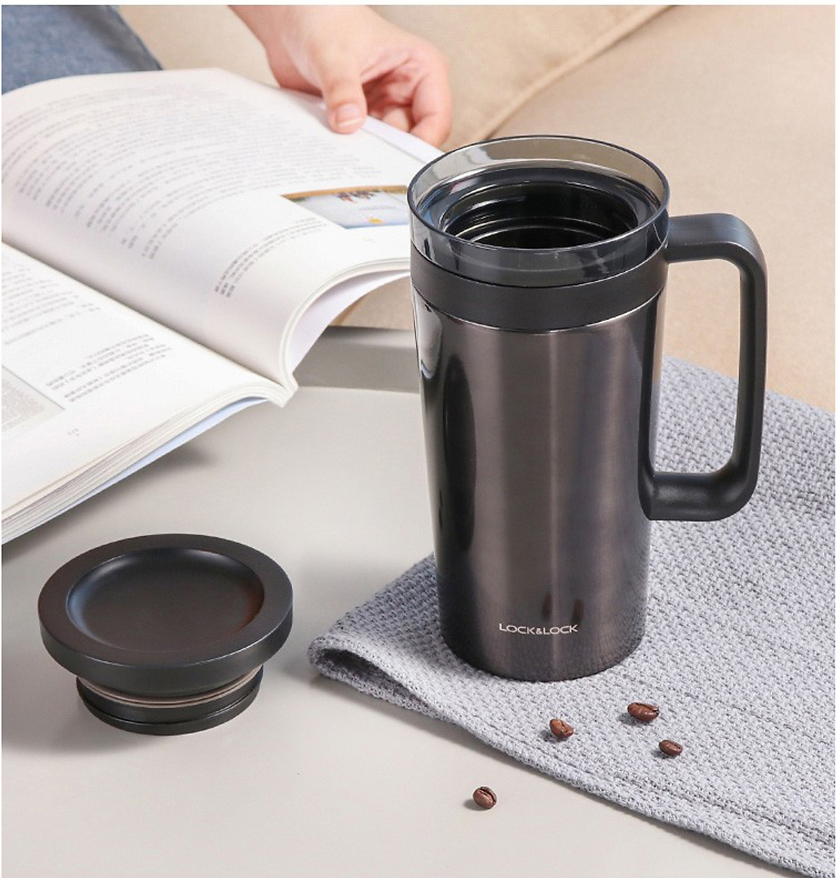 Ly giữ nhiệt Lock&Lock Coffee Filter Mug LHC4197 580ml - Hàng chính hãng, Có lưới lọc trà, Coffee bằng Inox, Chất liệu thép không gỉ, Giữ nóng hoặc giữ lạnh tốt Kèm ống hút Inox 304