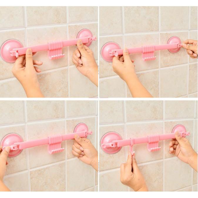 Móc hút chân không kèm 6 móc tiện dụng dùng treo đồ nhà tắm, nhà bếp