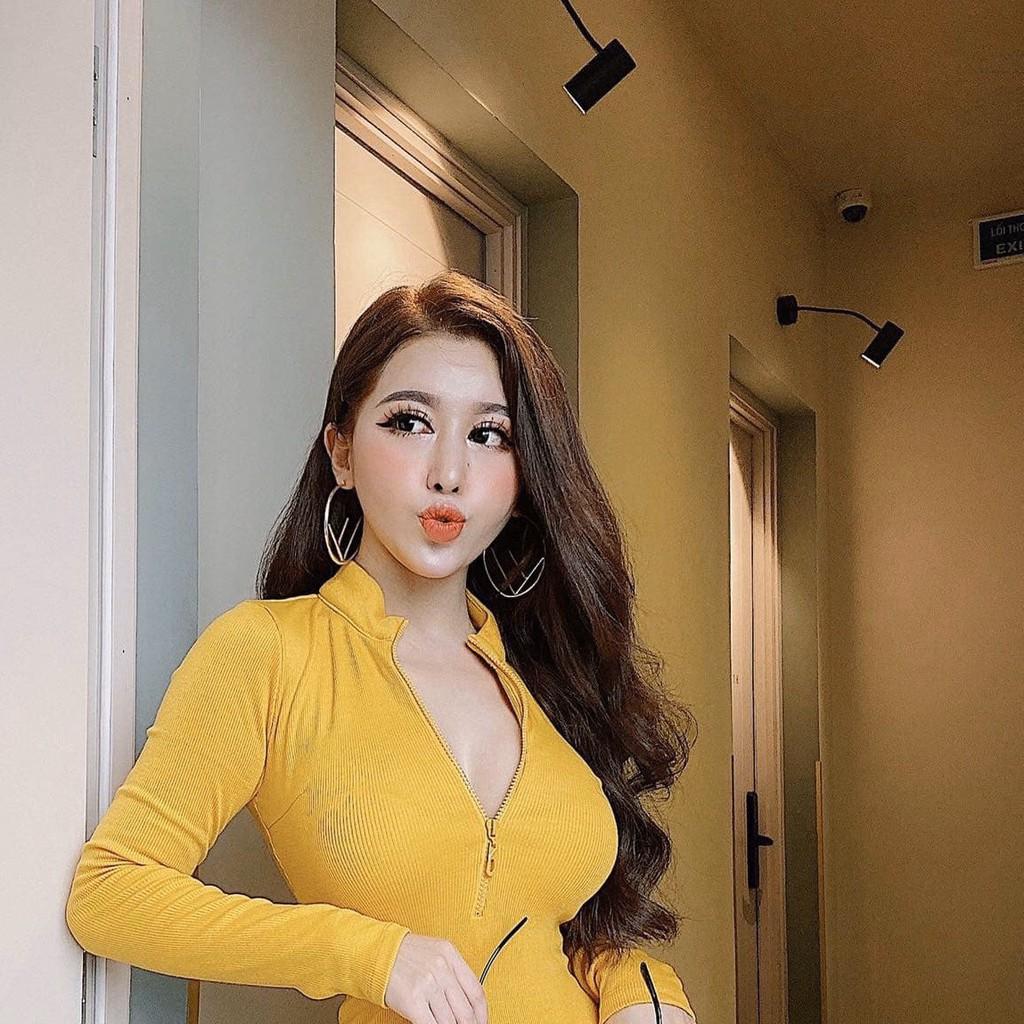 (KÈM VIDEO) Áo kiểu thun thái xinh mịn dây kéo cổ lọ tay dài hot hit