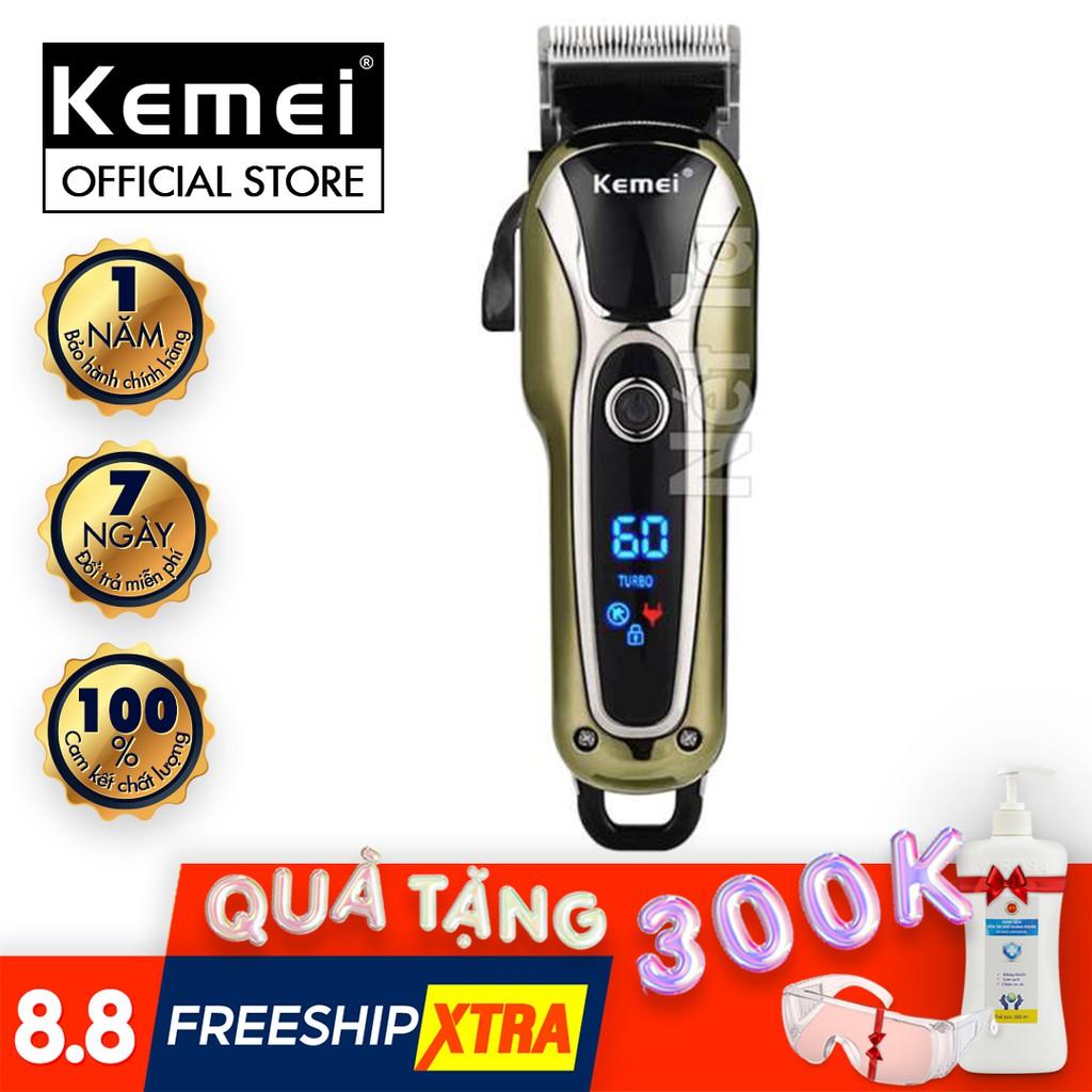 Tông đơ cắt tóc dành cho salon và gia đình kemei KM - 1990 màn hình LCD thông minh 2 tốc độ bảo hành 12 tháng