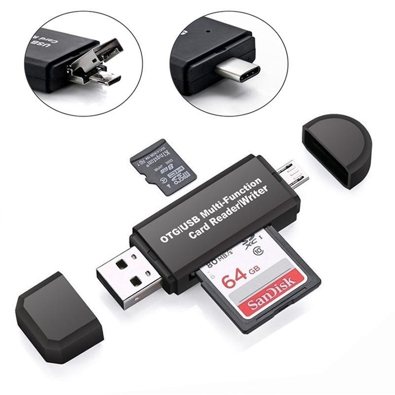 Đầu đọc thẻ OTG 3 trong 1 hỗ trợ cắm thẻ Micro SD/thẻ SD/USB /thẻ TF /SD tiện dụng