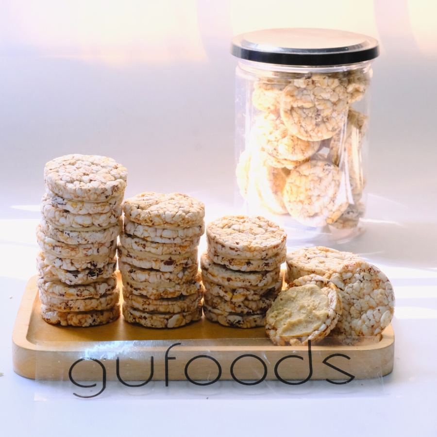 Snack Gạo Lứt Kẹp Bơ Hạt GUfoods (Bơ Điều) 150g - Ăn Kiêng, Ăn Vặt Healthy, Lành Mạnh, Eat Clean, Thực Dưỡng