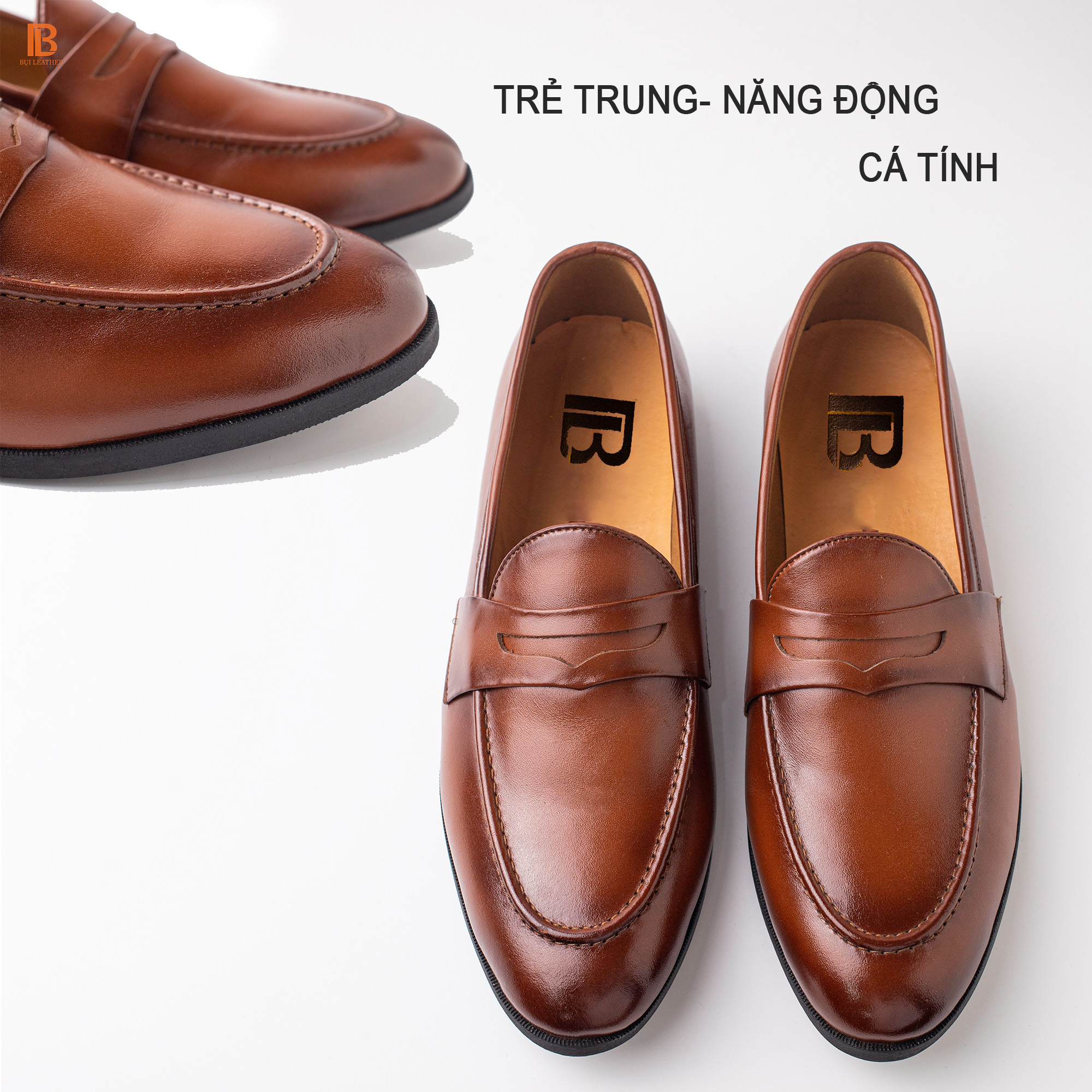 Giày lười da nam công sở Bụi Leather G120 - Da bò Nappa cao cấp - Bảo hành 12 tháng