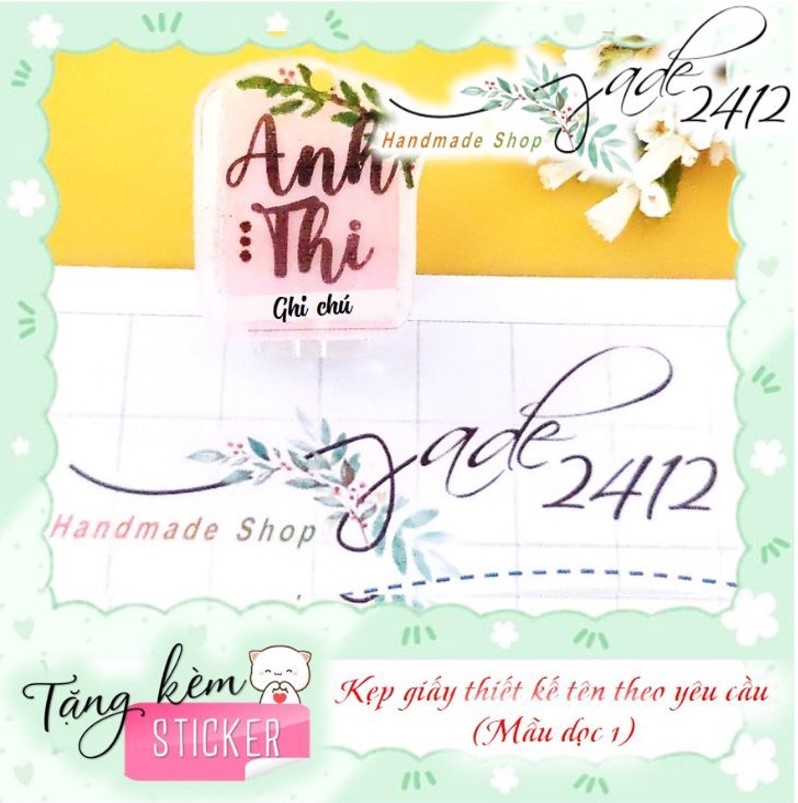 [Tặng kèm Sticker] Kẹp giấy Tên Handmade theo yêu cầu giá rẻ, tiện dụng