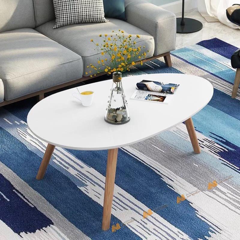 Made in VN bàn trà sofa hình trứng chân gỗ tiện sơn lót PU gỗ mdf 17mm công ty Mộc Phát độ bền trên 30 năm AN045