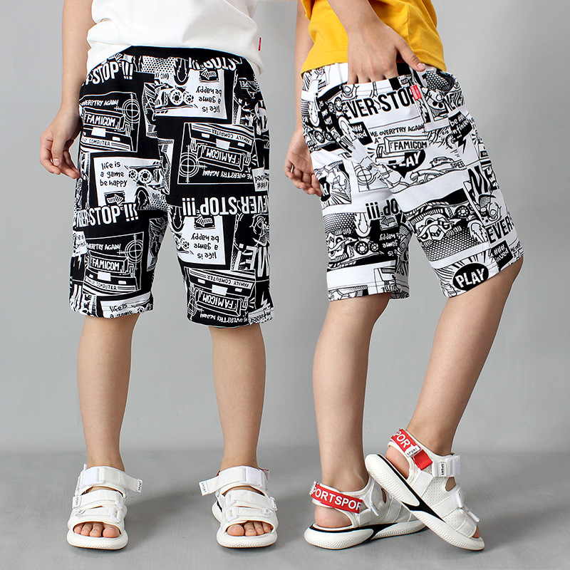 Quần thun trẻ em size đại TrueKids, Quần short thun cho bé trai phối chữ họa tiết