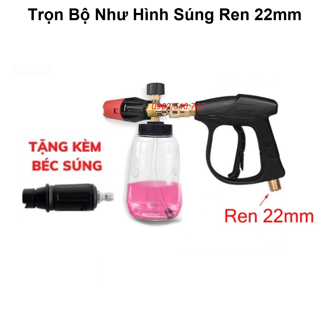 [ Tặng Khớp Nối Nhanh ] Bình phun xịt tạo bọt tuyết foam cao cấp 1 lít gắn vòi phun xịt rửa cho máy rửa xe áp lực cao