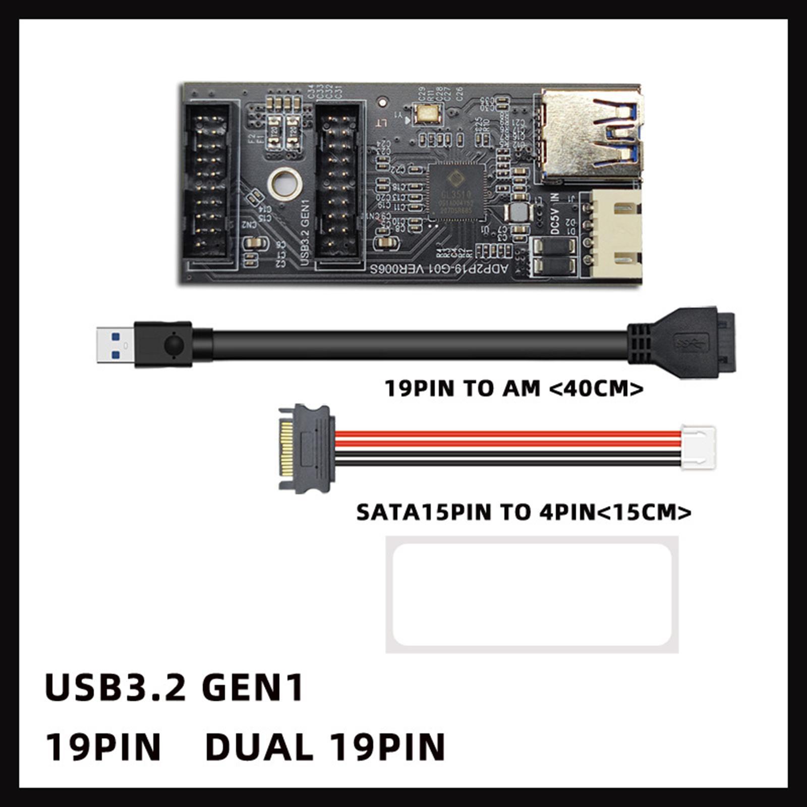 19Pin Motherboard Splitter Replaces Parts USB 3.0 Hub USB Adapter Conector