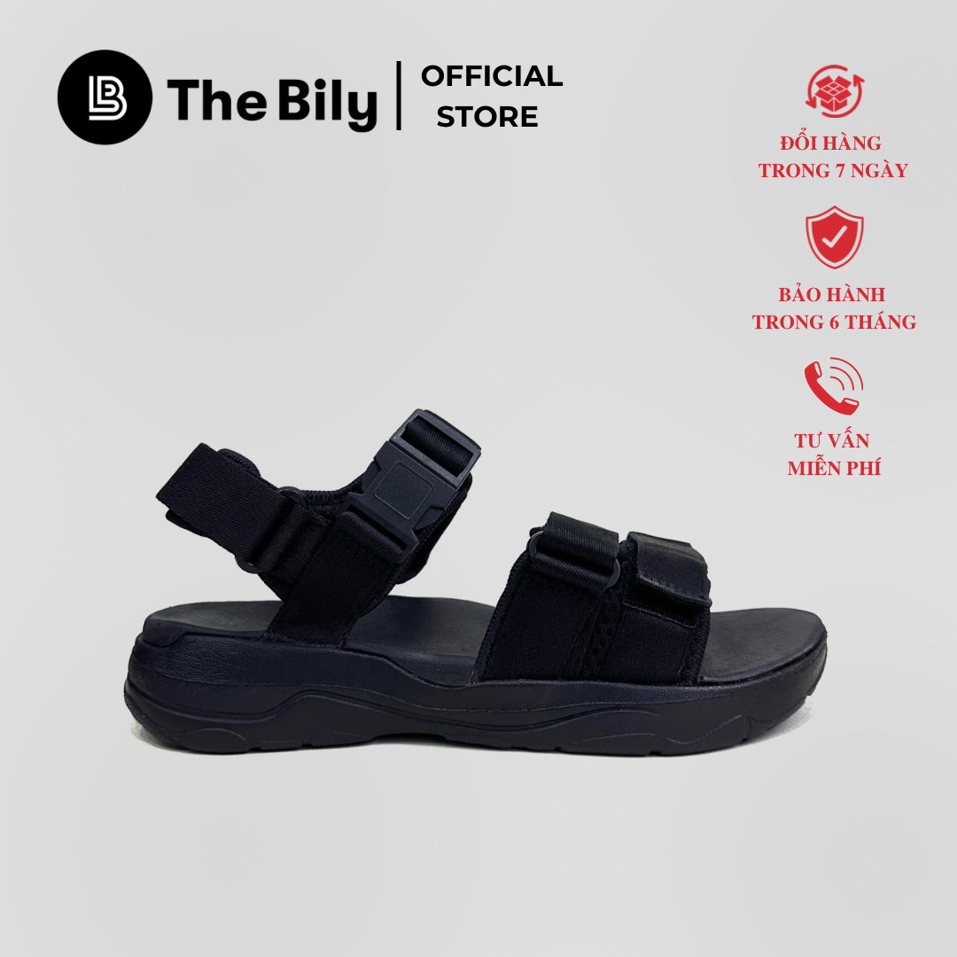 Giày Sandal Nam Nữ Unisex The BiLy Quai Ngang Dây Dù Đế IP Siêu Êm Nhẹ Màu Đen-BL05