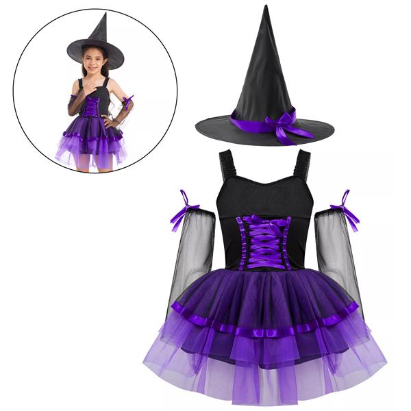 Bộ Váy Phù Thủy Hóa Trang Halloween Bé Gái - Size M - Nuan Nuan G0195C