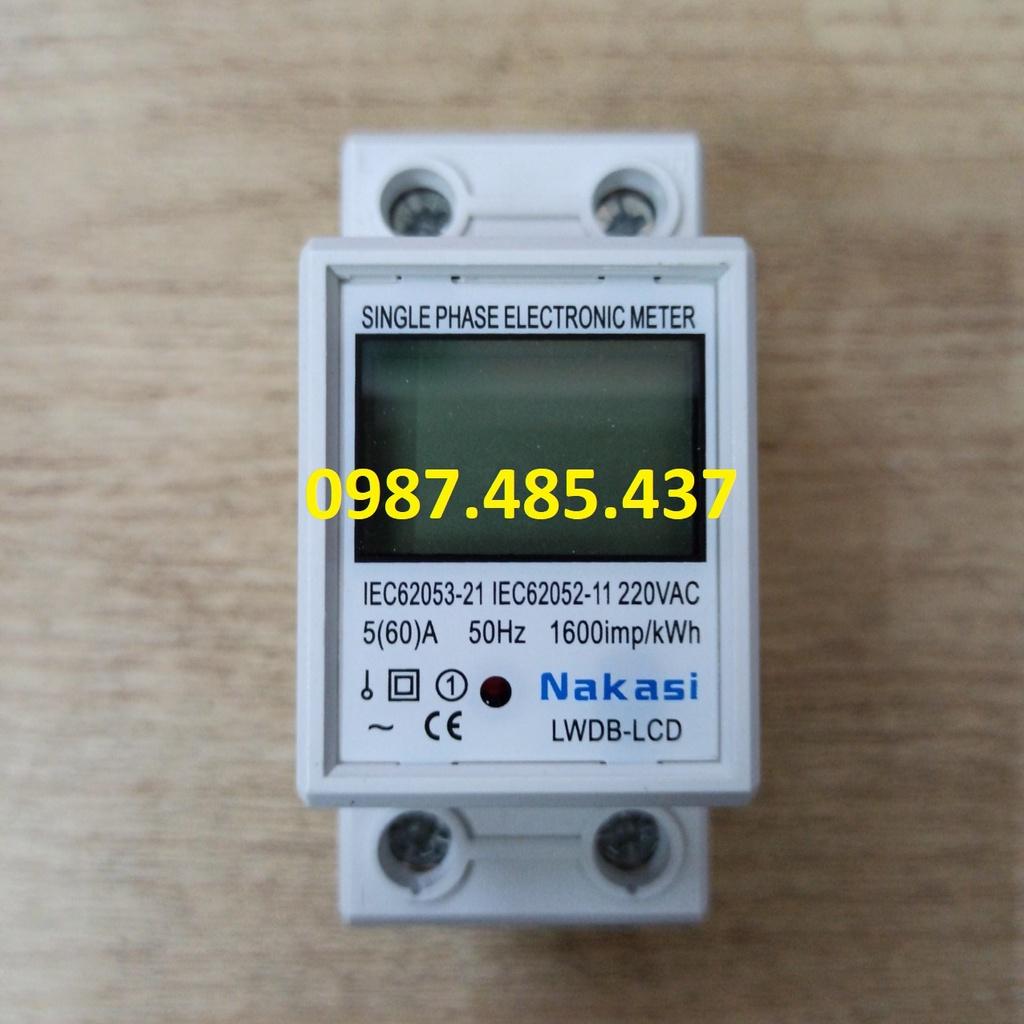 Công tơ điện tử 1 pha 60A Nakasi - Đồng hồ đo công suất Kwh