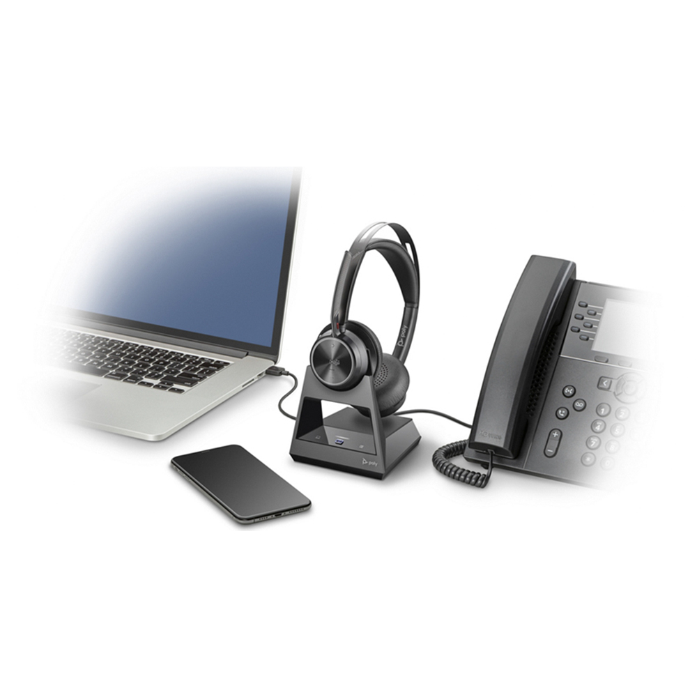 Tai Nghe Không Dây Poly Voyager Focus 2 UC with Charge Stand USB-C Hàng Chính Hãng