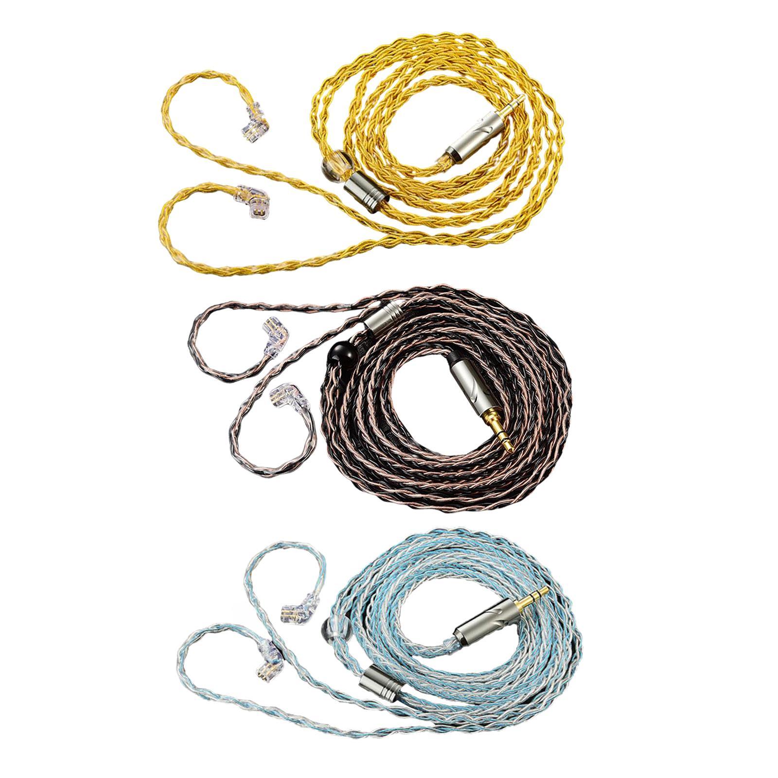 3Pcs Earphone Audio Braided Upgrade Cable 2 Pin 3.5mm for KZ 0.78mm Dia