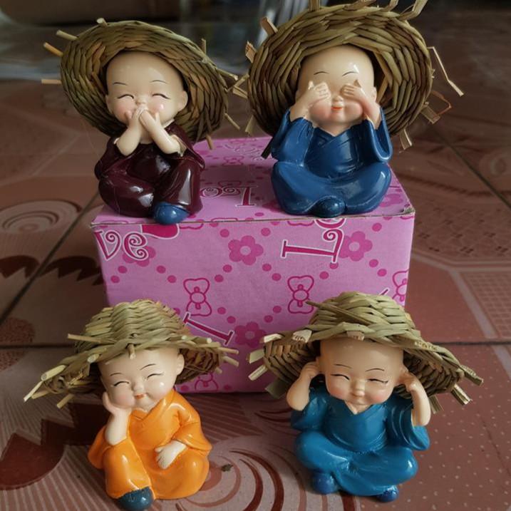 BỘ TƯỢNG 4 ĐIỀU KHÔNG ĐỘI NÓN RƠM ( KHO SỈ GIA DỤNG )