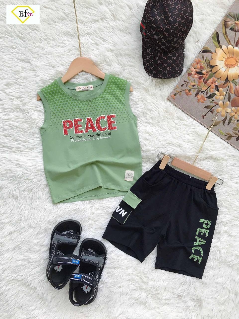 SÉT BỘ THUN 3 LỖ BÉ TRAI MẶC NHÀ PEACE