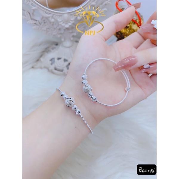 Lắc tay cho mẹ và bé yêu, Vòng tay Bi phay co dãn 2 bên tiện lợi , Bạc Ta - Bạc npj