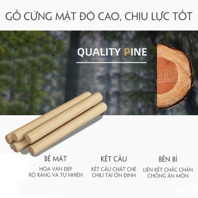 Bàn hình chữ nhật chân cao 60cm, chân gỗ tự nhiên
