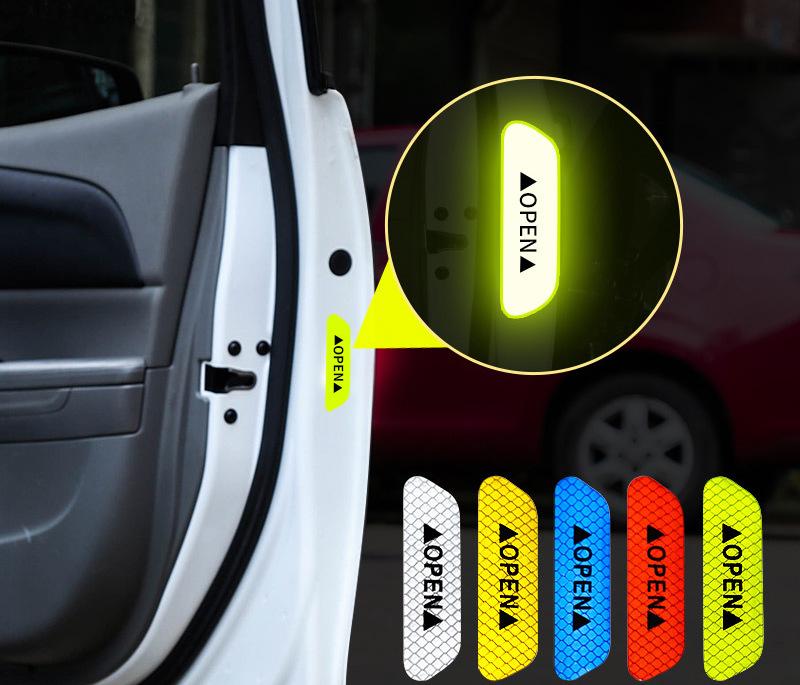 Bộ Decal Phản Quang 4 Miếng OPEN Dán Cửa Xe Cảnh Báo Va Chạm