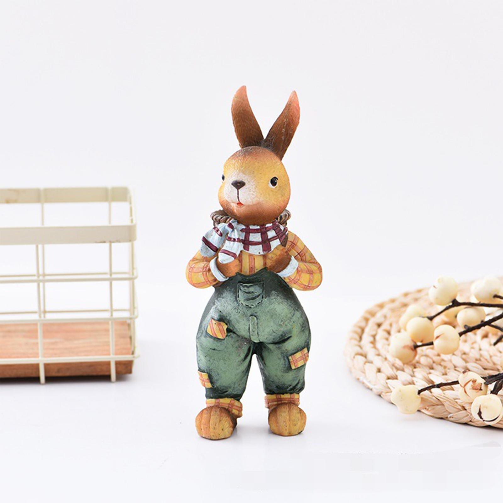 Bunny Figurine Desktop Resin Craft Ornament Rabbit Statue Home Decoration