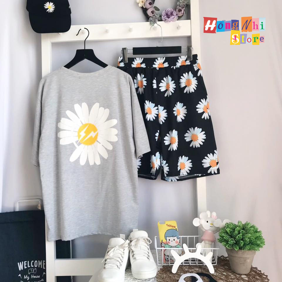 Quần Short Cartoon Unisex Hoa Cúc - Quần Đùi Hoạt Hình Siêu Cute - MM